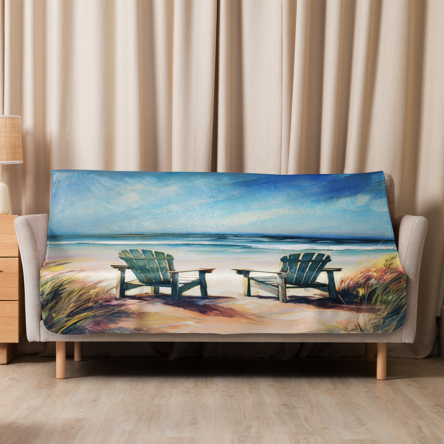 NO WORRIES Blanket, Soft Sherpa Blanket With Exclusive Beach Art