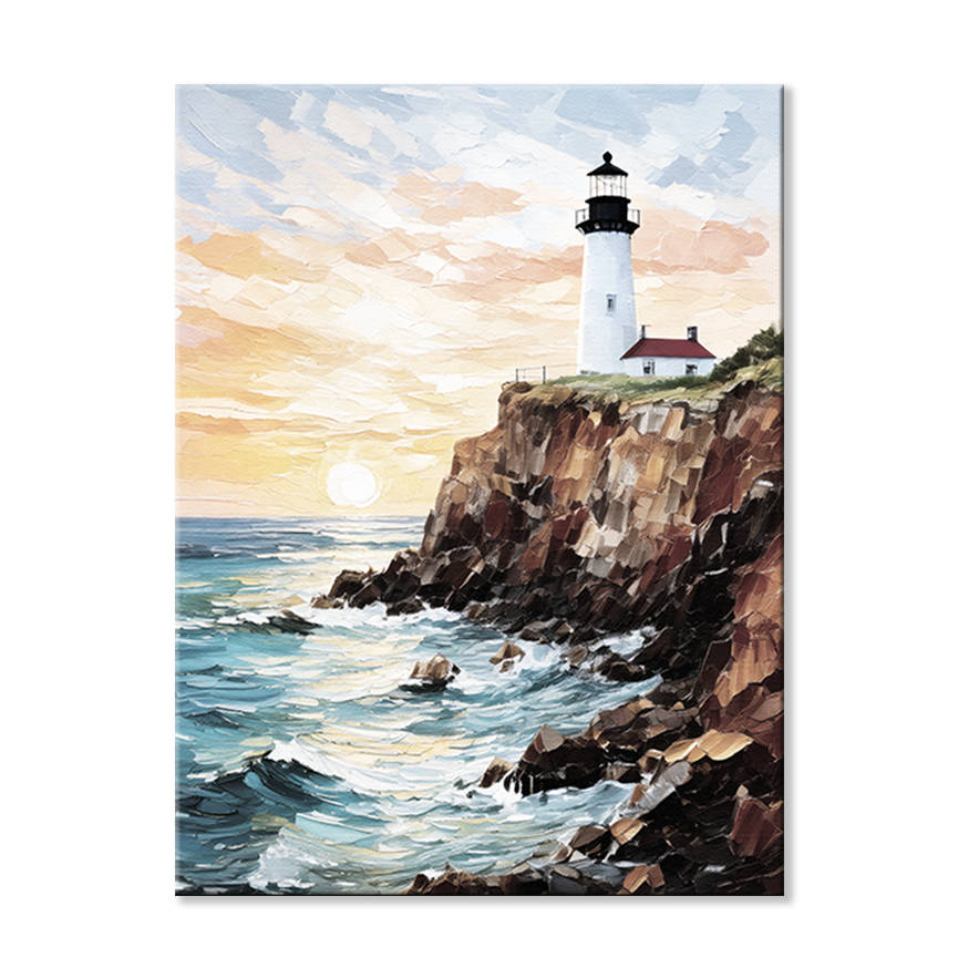 MAINE CLIFFS - lighthouse wall art | canvas wall art, fade-resistant, ready to hang, 100% original artwork.
