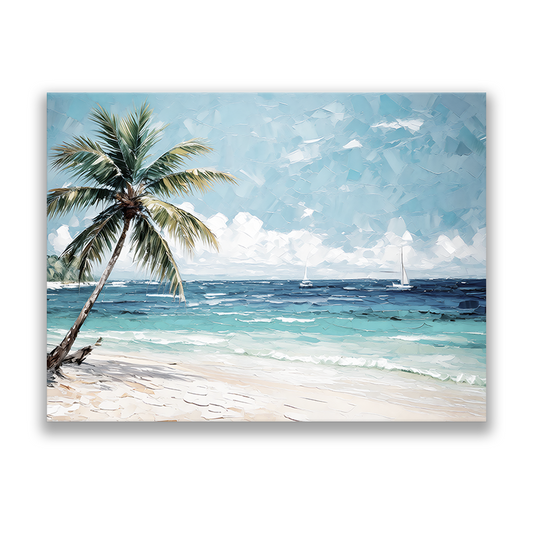 Shows unframed beach print wall art on thick matte paper, featuring coastal art.