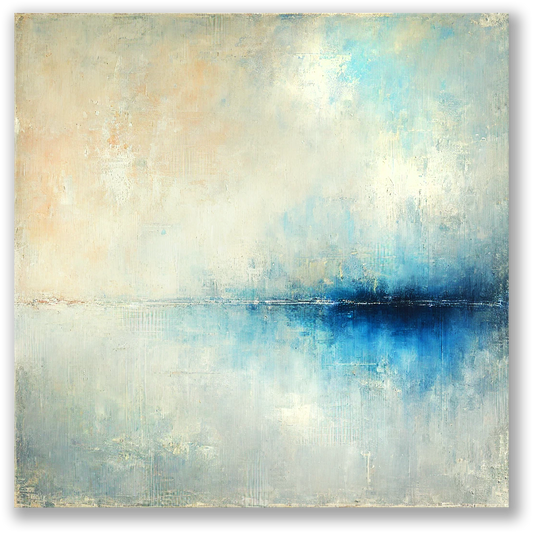 seashore canvas art HARBOR LIGHT. The abstract coastal wall art shows an abstract design inspired by the ocean.