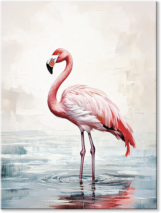 FLAMINGO WADING - pink flamingo wall art decor | canvas wall art, fade-resistant, ready to hang, 100% original artwork.
