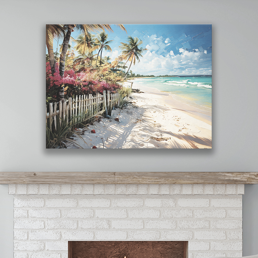 KEY WEST BLOOMS Gallery Wrapped Beach Wall Art on Canvas, Multiple Sizes, Fade-Resistant