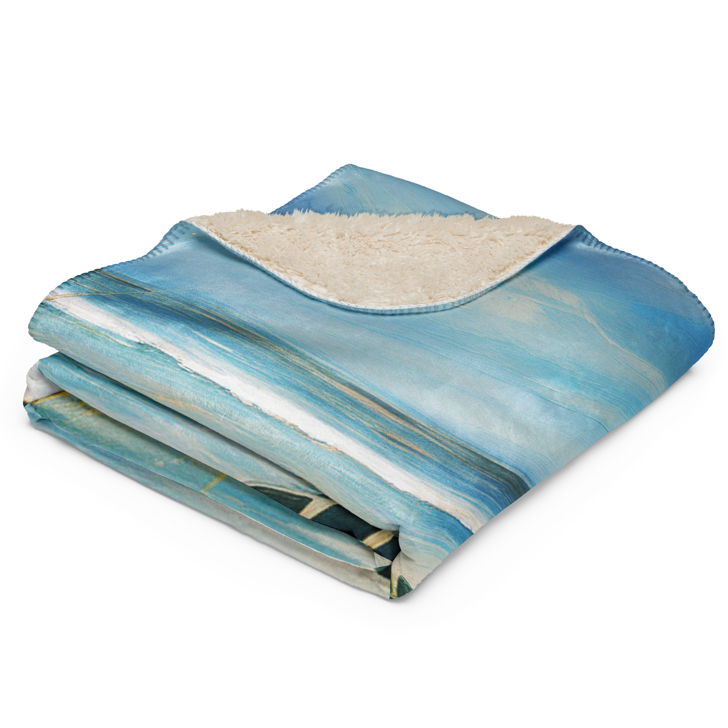 NO WORRIES Blanket, Soft Sherpa Blanket With Exclusive Beach Art