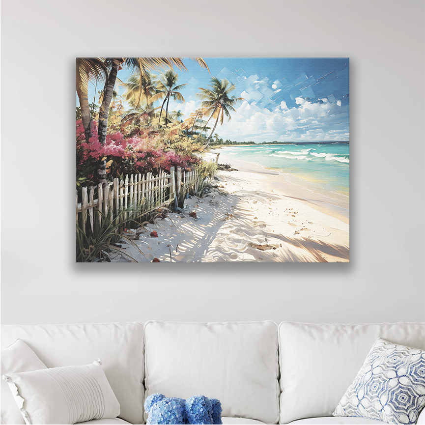 KEY WEST BLOOMS Gallery Wrapped Beach Wall Art on Canvas, Multiple Sizes, Fade-Resistant