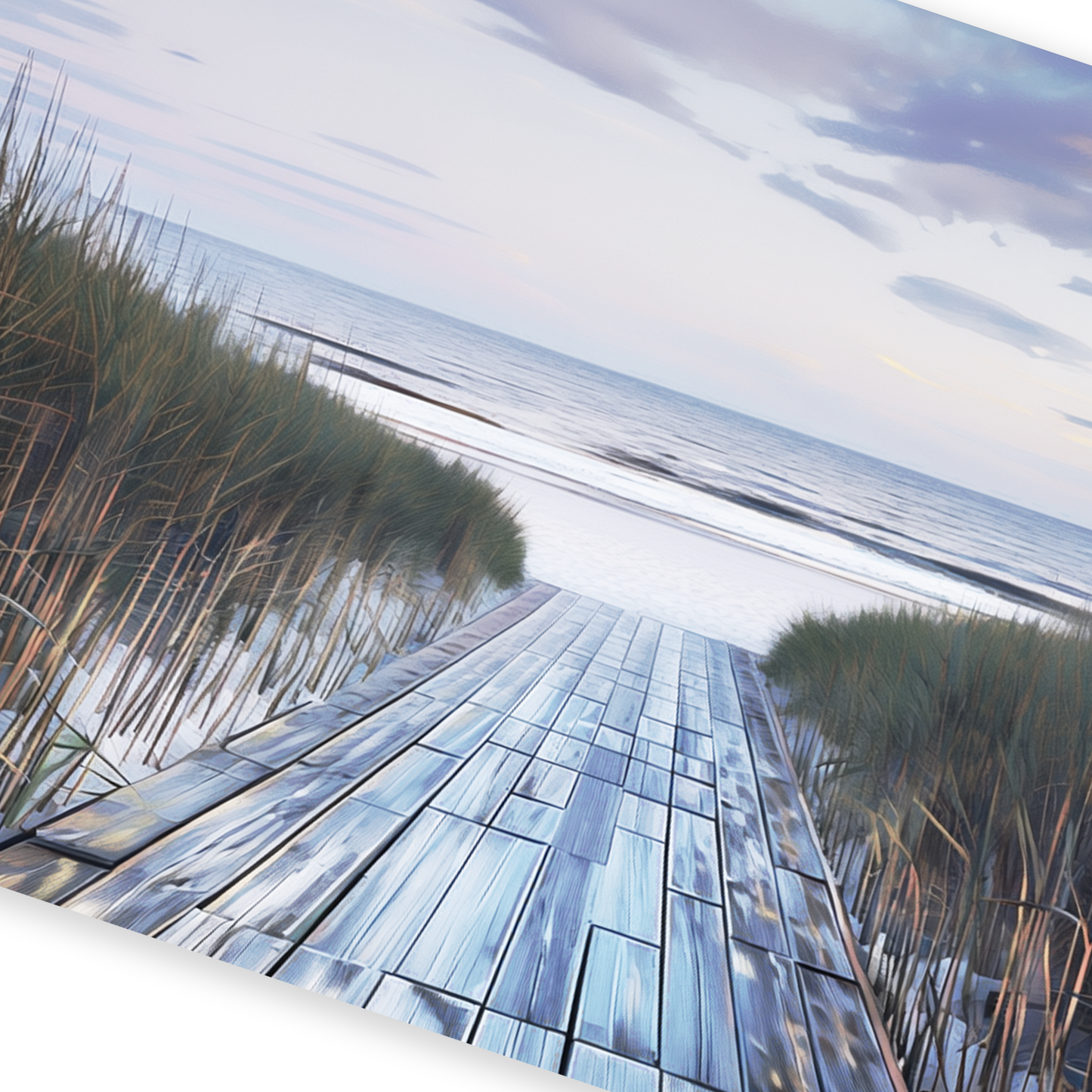 Closeup of autumn beach wall art BOARDWALK TO SHORE