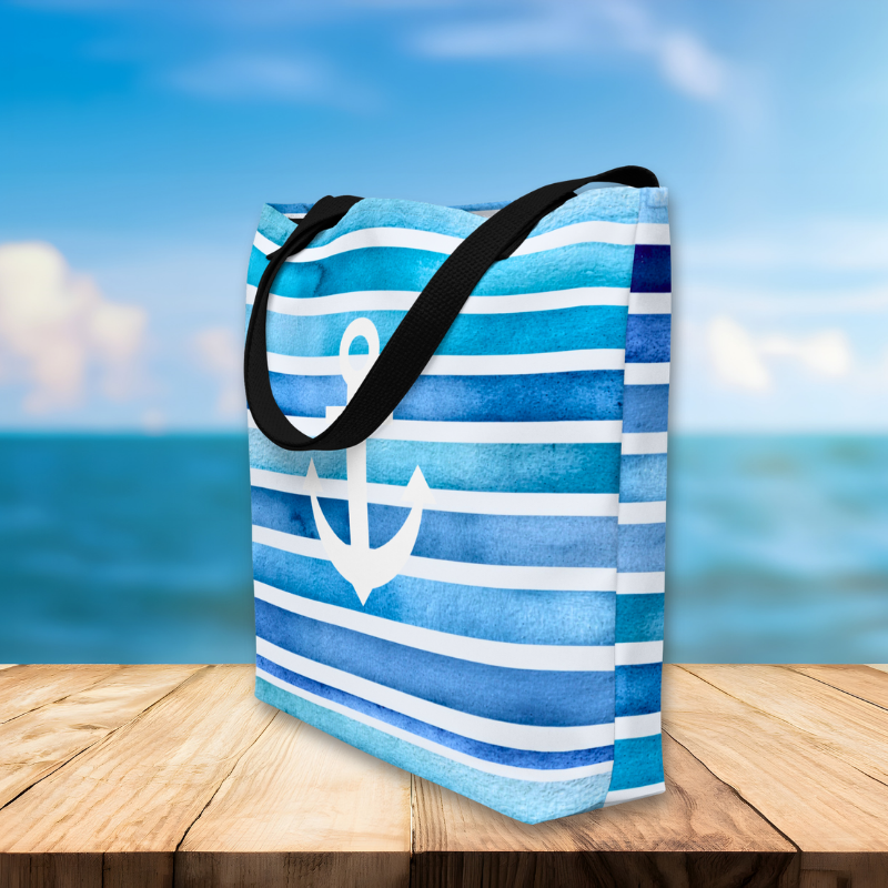 Starboard Anchor Personalized Women Tote Bag with Pocket, Large, Washable