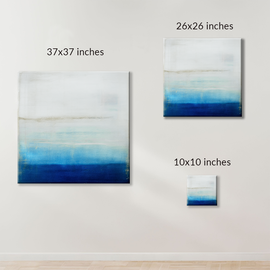 FOG & MIST, beautiful beach art, is available in these sizes: 37-in x 37-in, 26 in x 26 in, 10 in x 10 in