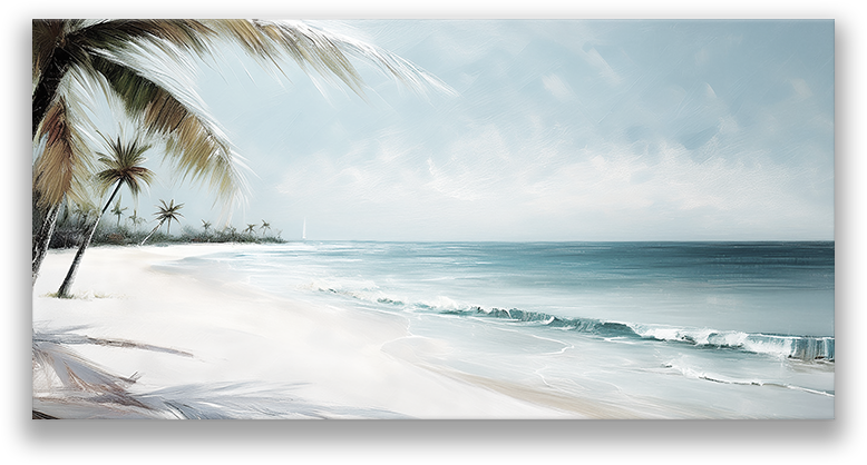 SEVEN MILE BEACH Gallery Wrapped Beach Wall Art on Canvas, Multiple Sizes, Fade-Resistant