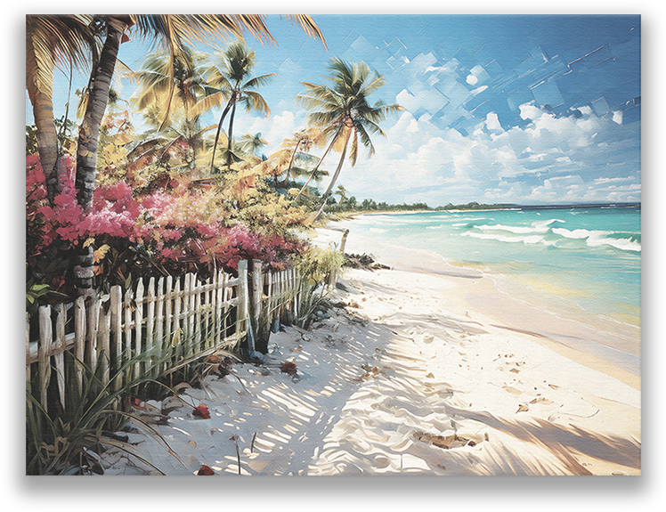 KEY WEST BLOOMS Gallery Wrapped Beach Wall Art on Canvas, Multiple Sizes, Fade-Resistant