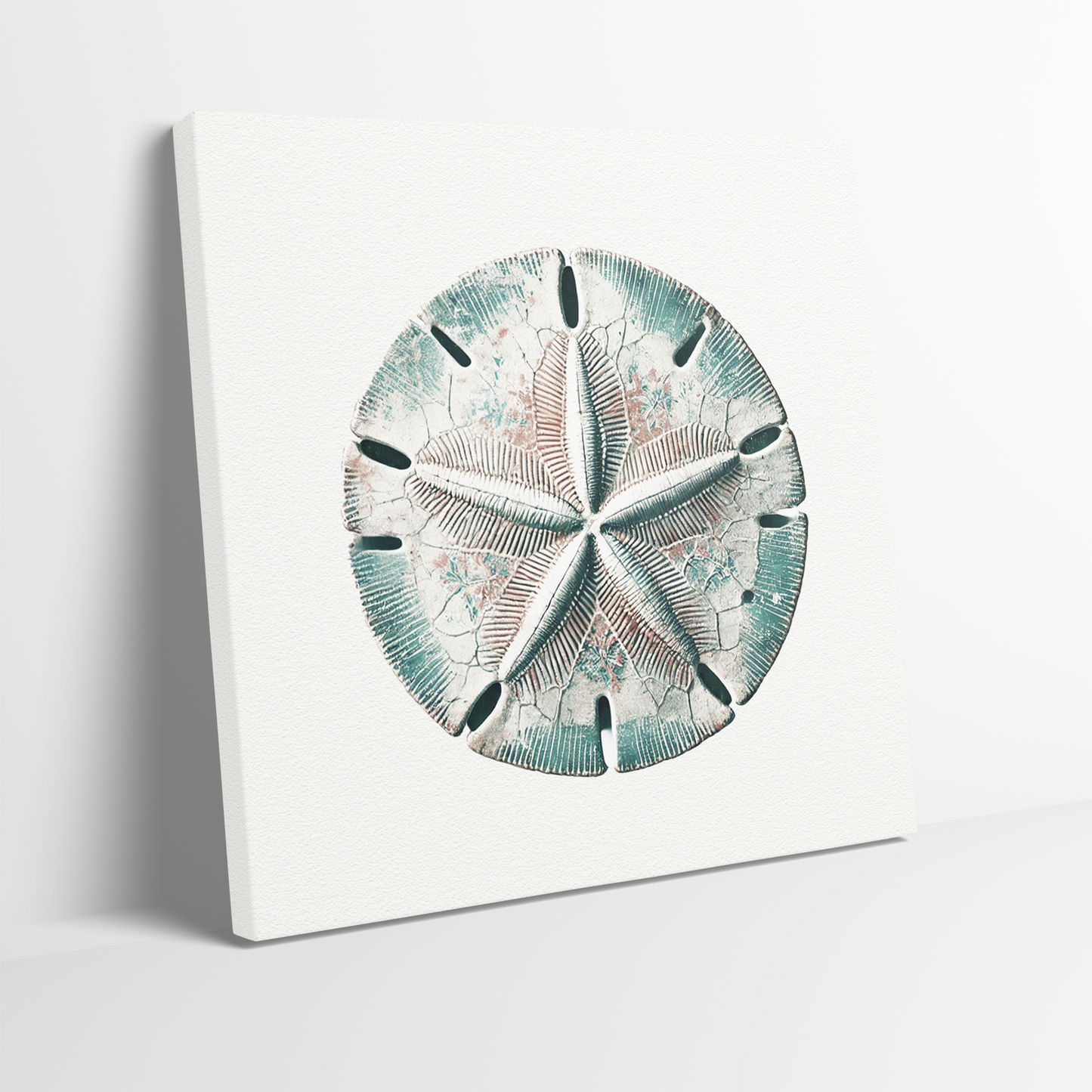 BEACH BOUNTY Original Sand Dollar Canvas – Coastal Shell Wall Art on Fade-Resistant Canvas, 1.25” Thick Wood Frame, Ready to Hang (10” x 10”)