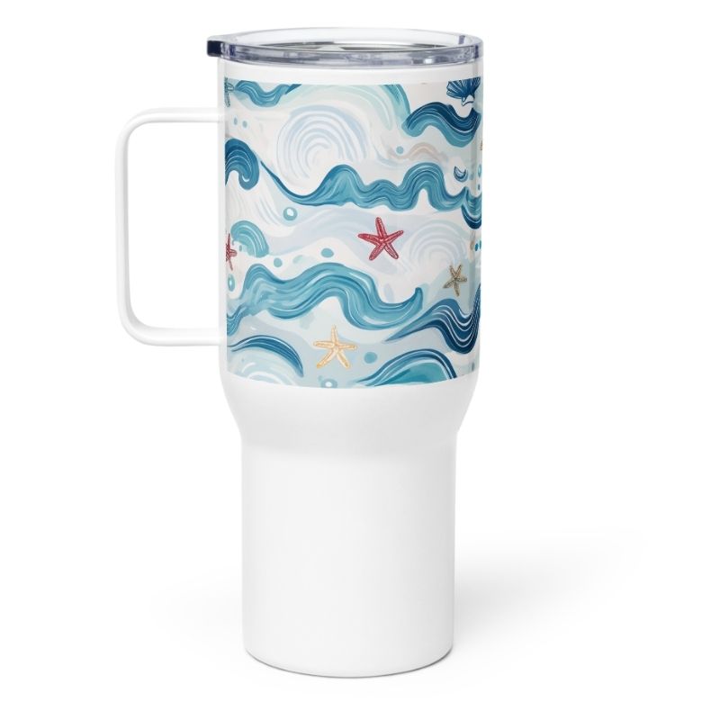 Curvy Waves Stainless Steel Tumbler with Handle, M, Insulated