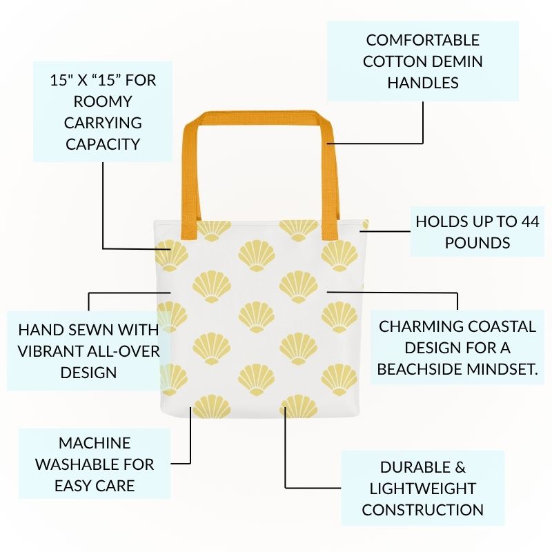 Sea Shell Polyester Tote Bag, Medium, Washable