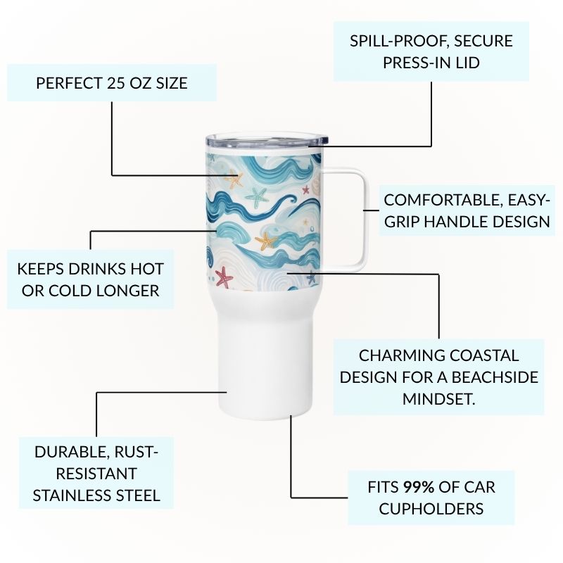 Curvy Waves Stainless Steel Tumbler with Handle, M, Insulated