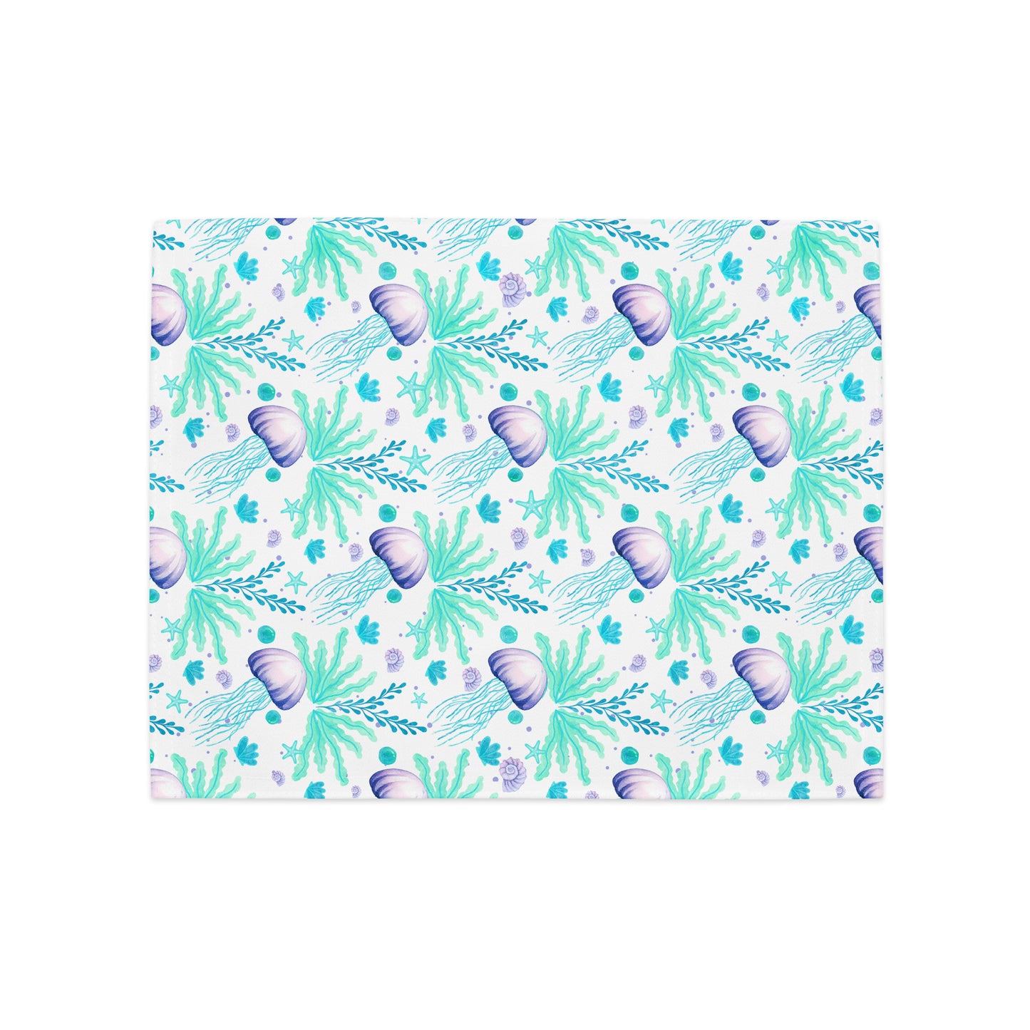 Patterned placemat with sea-themed design on a white background