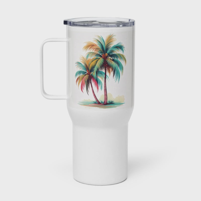 360° view of the 25 oz tumbler showing the full coffee tumbler design, handle, and lid—perfect as the best travel coffee mug or insulated tumbler for everyday use.