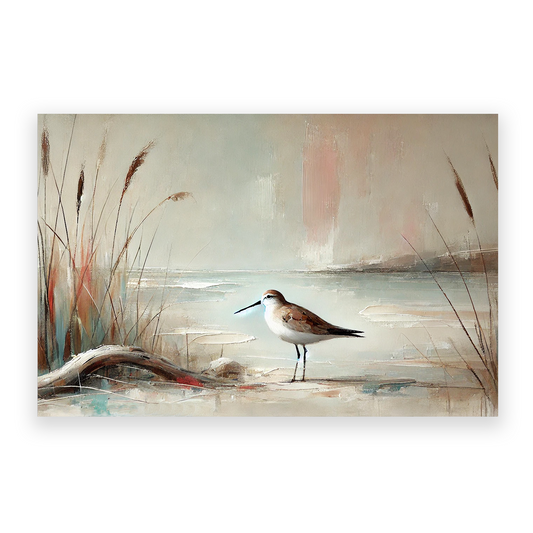 Coastal Art Print AUTUMN SANDPIPER, for your coastal home in fall season