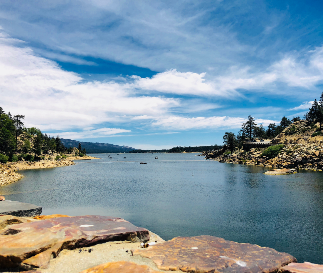 Aerial Shot of Big Bear Lake Near Big Bear Dam in Southern California