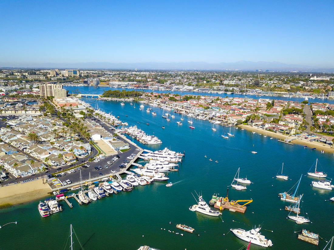 Aerial view of newport beach harbor