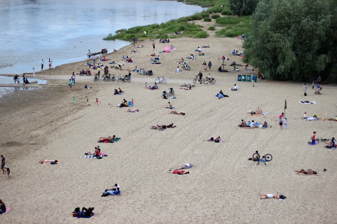 Swimming beach on lake