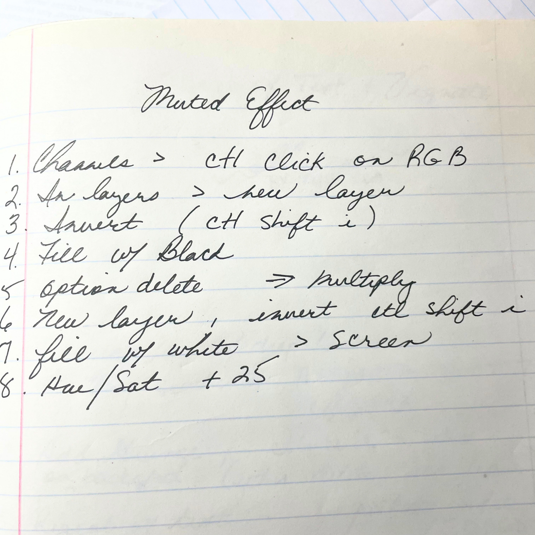 handwritten notes on a digital photo coloration effect