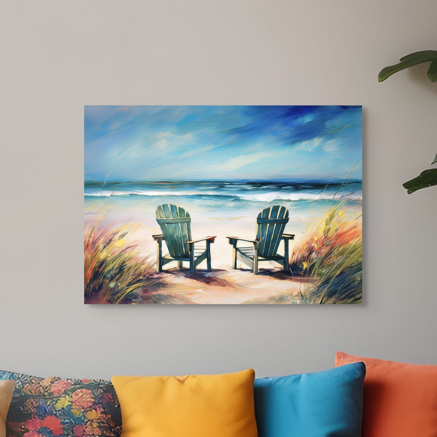 Blue Haze Modern Coastal Artwork, blues, grays, interpretation of ocean and horizon