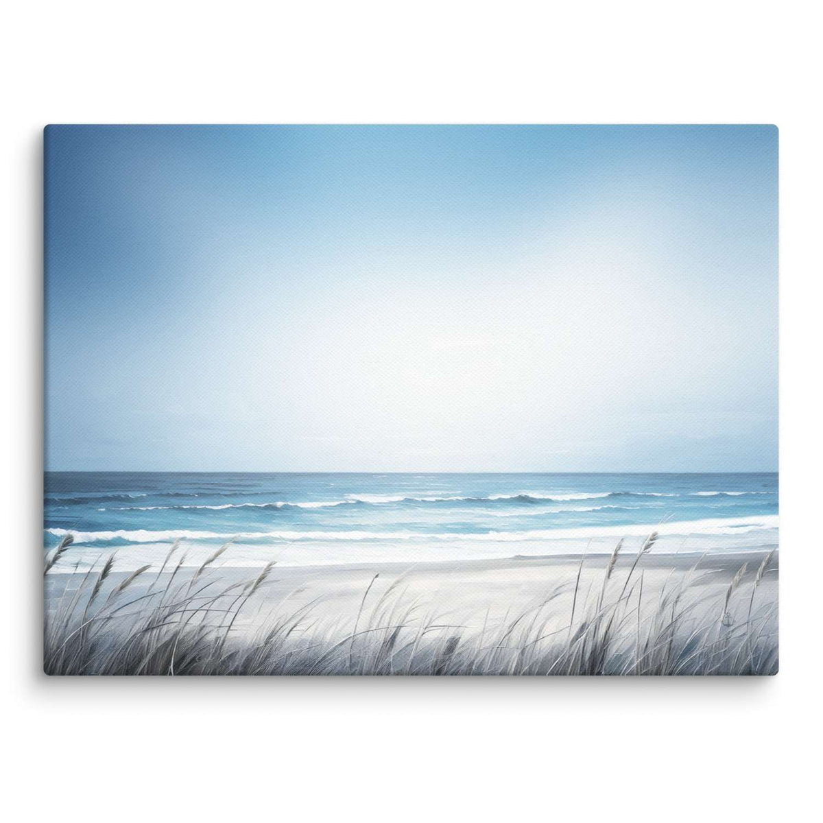 Ocean art on canvas – gentle sea grass and white sand along rolling blue waves, canvas print