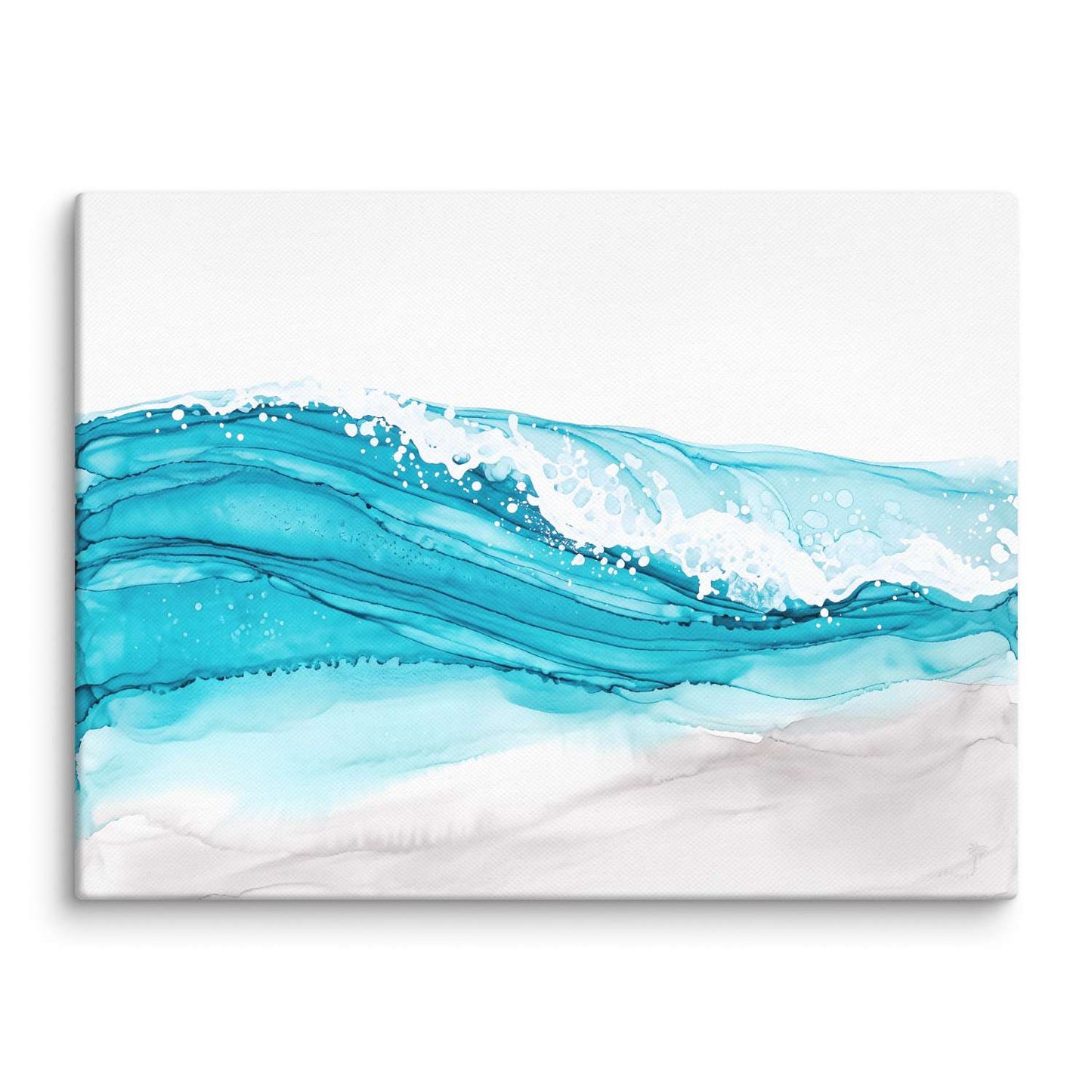 Ocean Waves Art – a wave catching the crest right as it breaks, white spray arcing off the top, canvas print
