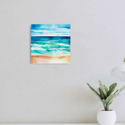 Blue ocean wall art canvas on a wall