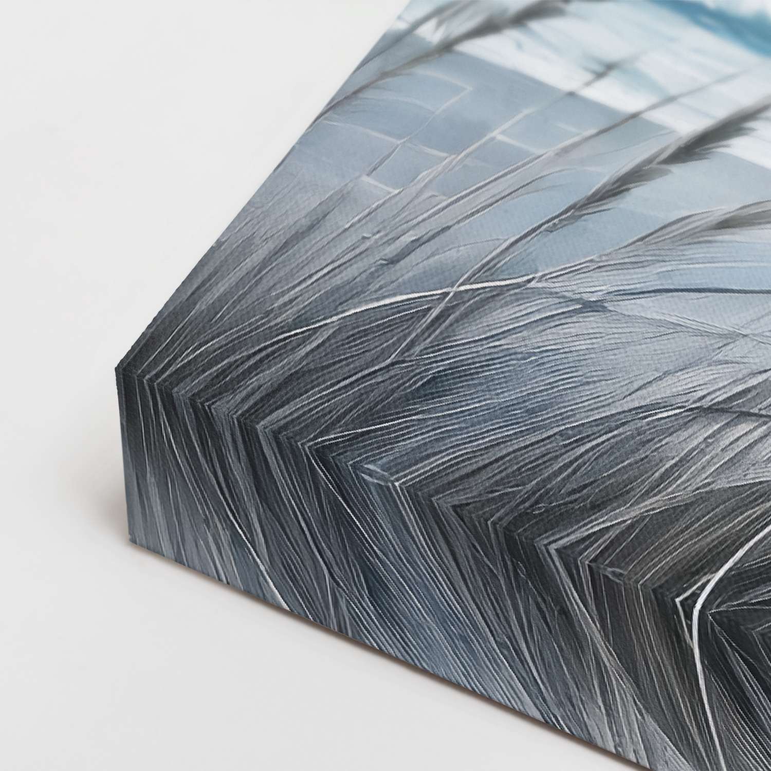 Ocean art on canvas, gallery-wrapped corner detail