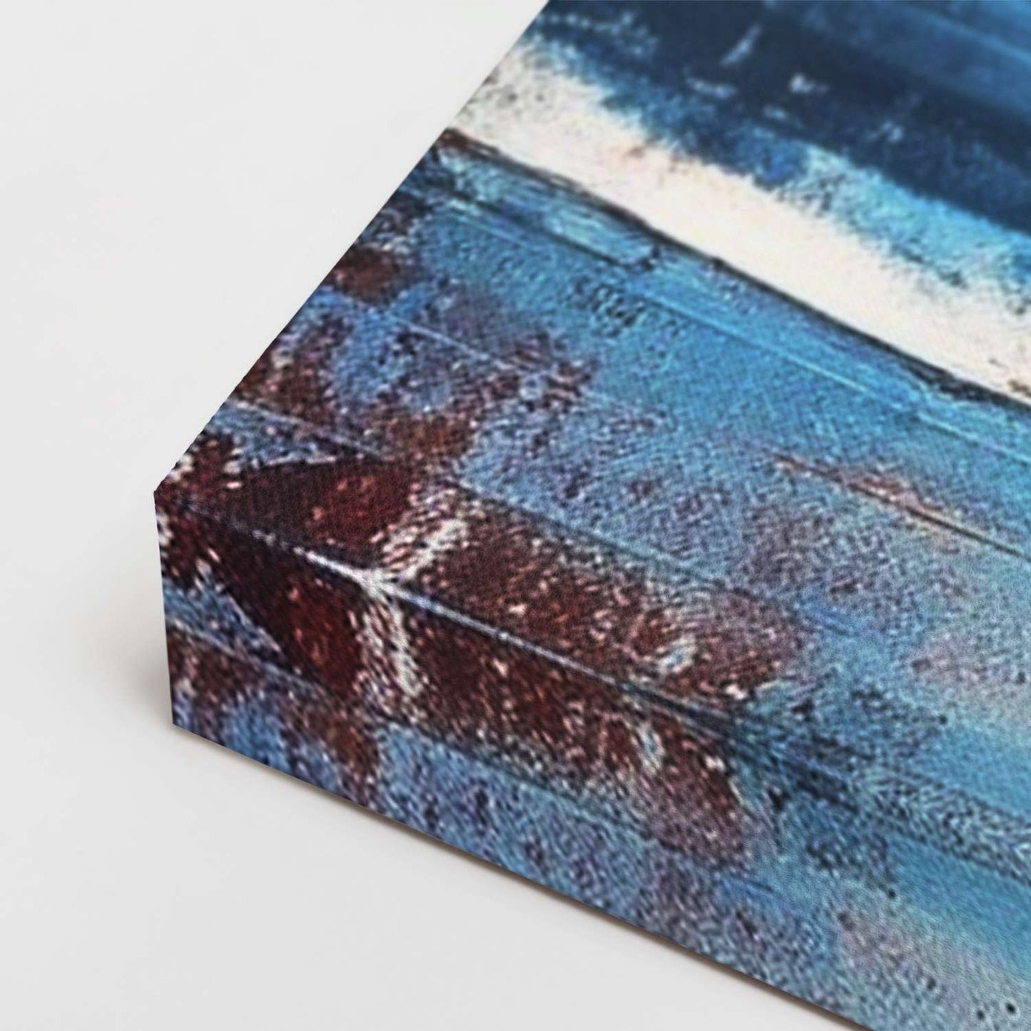 Ocean sunset wall art canvas, gallery-wrapped corner detail