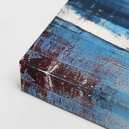 Ocean sunset wall art canvas, gallery-wrapped corner detail