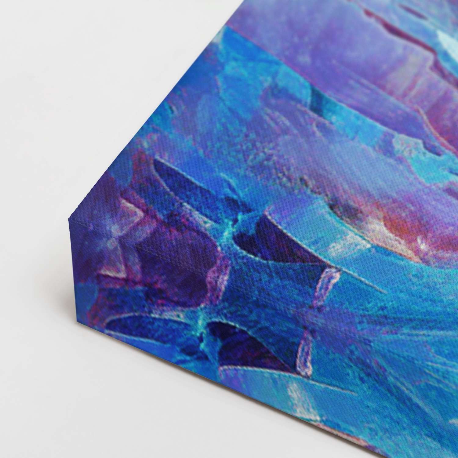 Pastel wall art canvas, gallery-wrapped corner detail