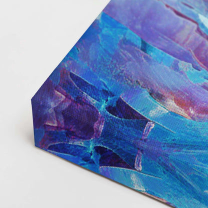 Pastel wall art canvas, gallery-wrapped corner detail