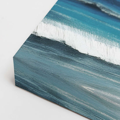 Seascape artwork canvas, gallery-wrapped corner detail