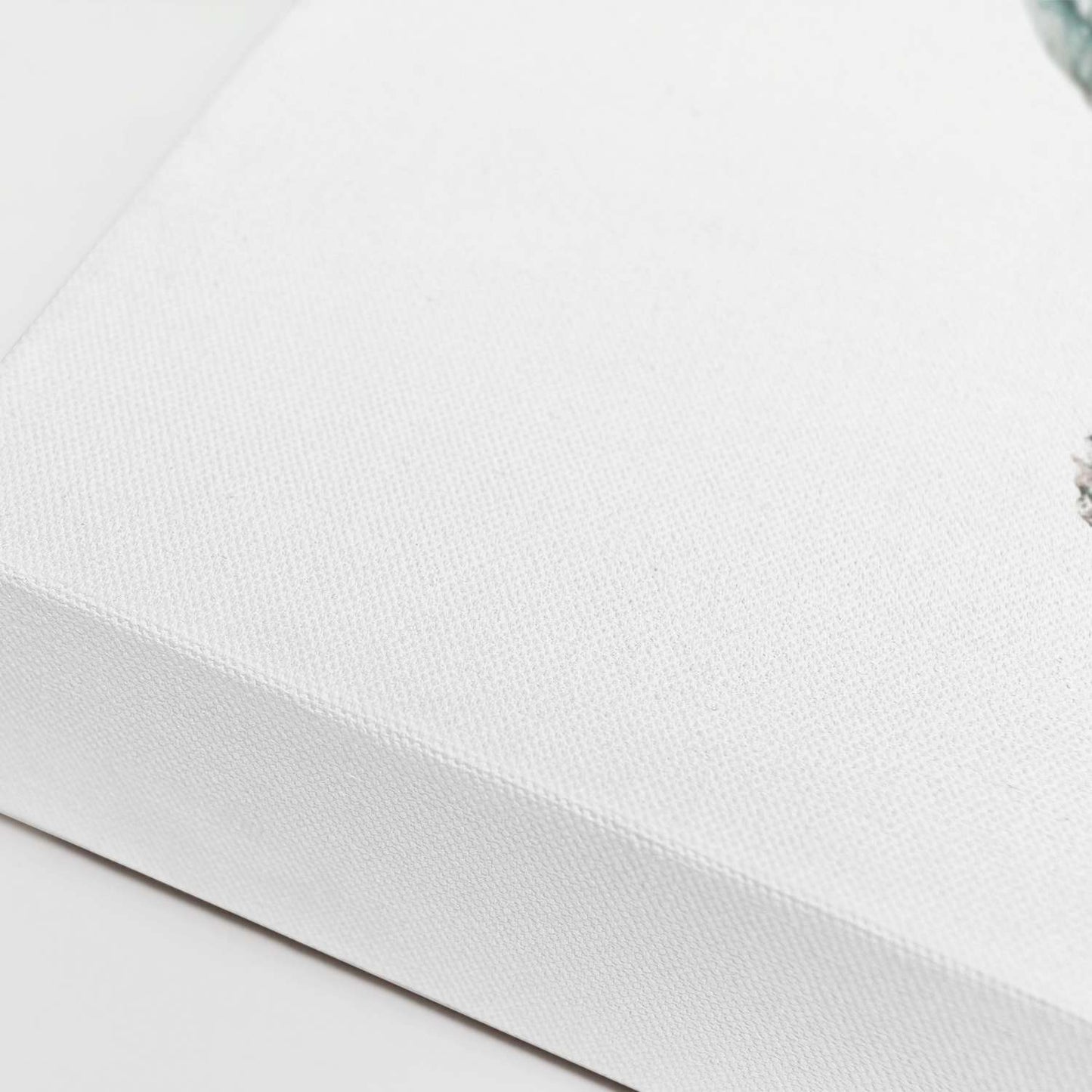 Shell canvas art, gallery-wrapped corner detail