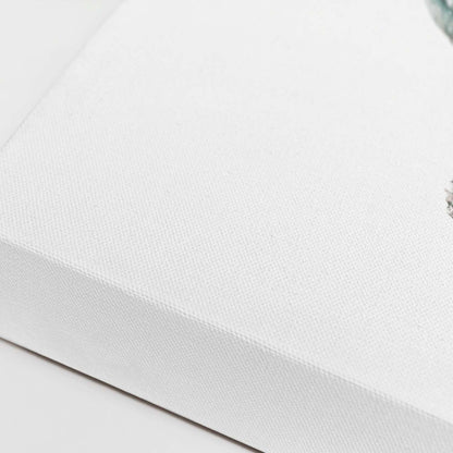 Shell canvas art, gallery-wrapped corner detail