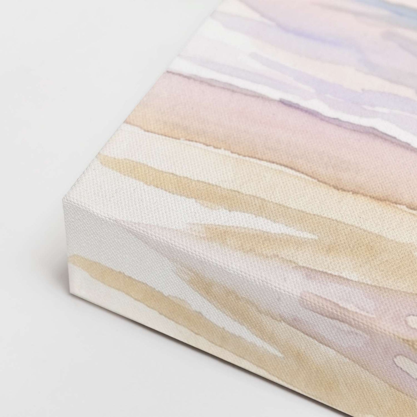 Soft pastels artwork canvas, gallery-wrapped corner detail