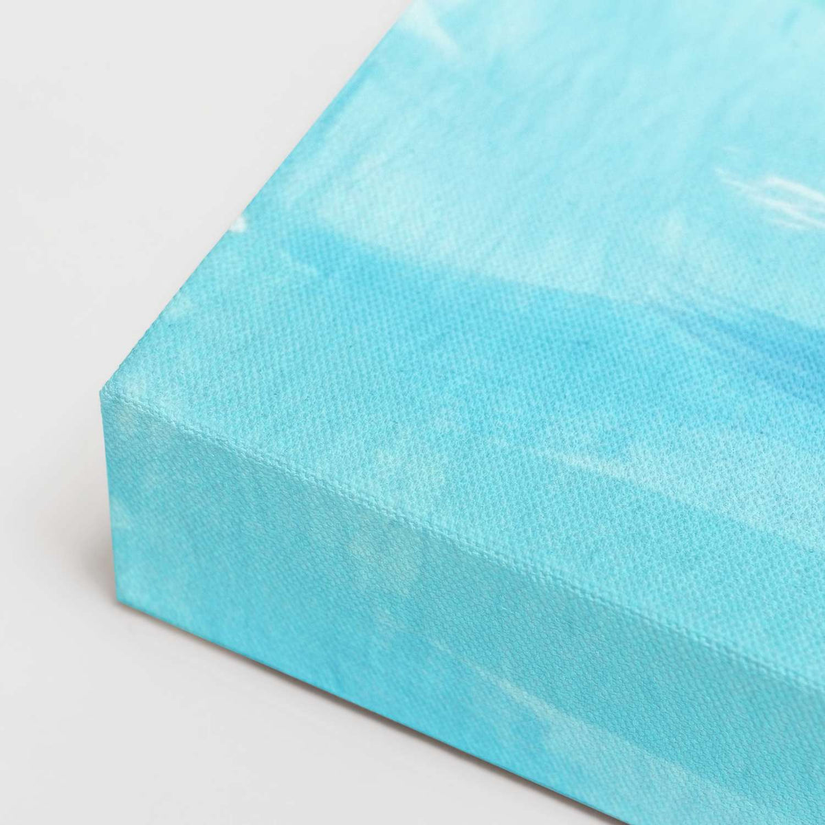 Teal Wall Art canvas, gallery-wrapped corner detail
