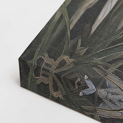 Tropical canvas wall art, gallery-wrapped corner detail
