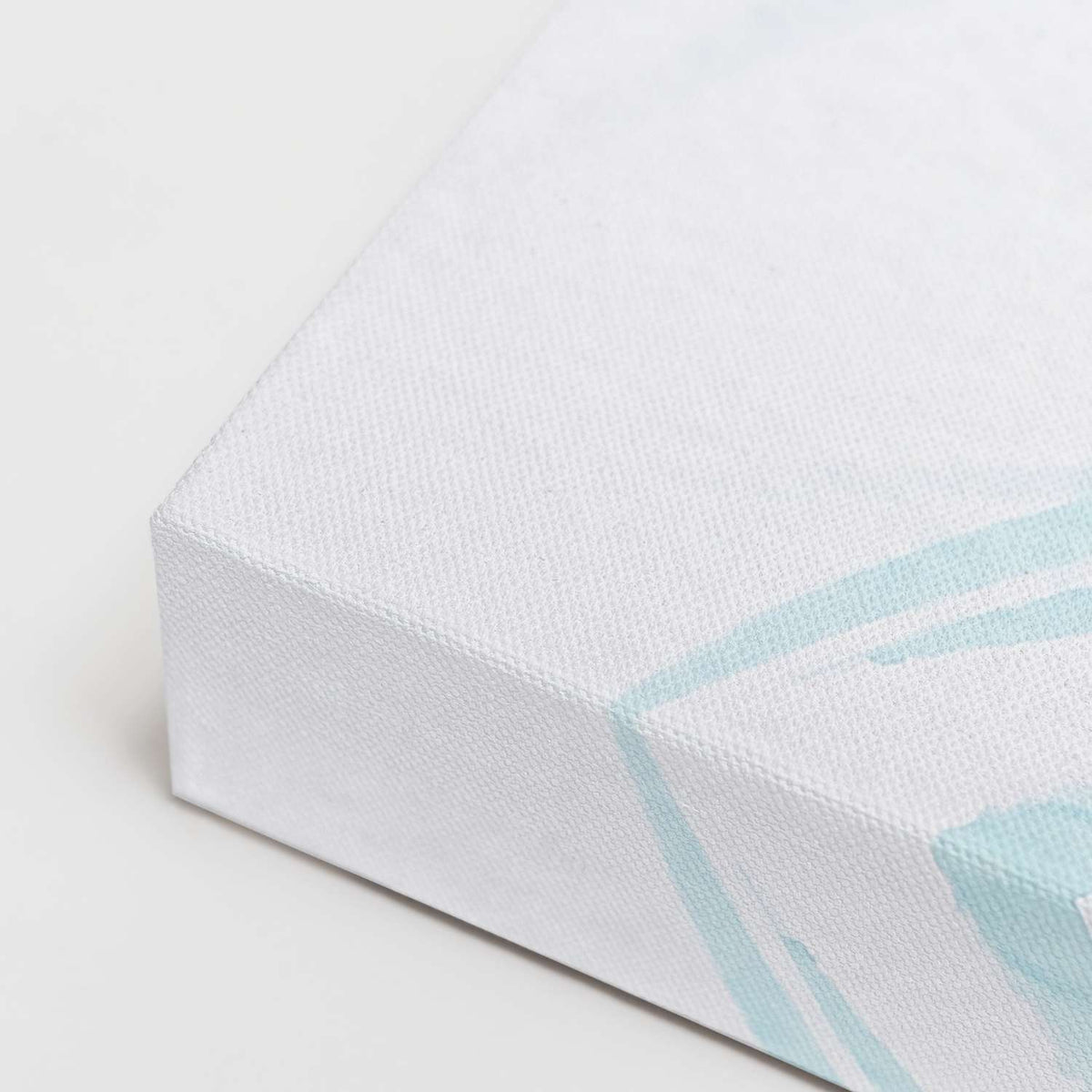 Turquoise Art canvas, gallery-wrapped corner detail