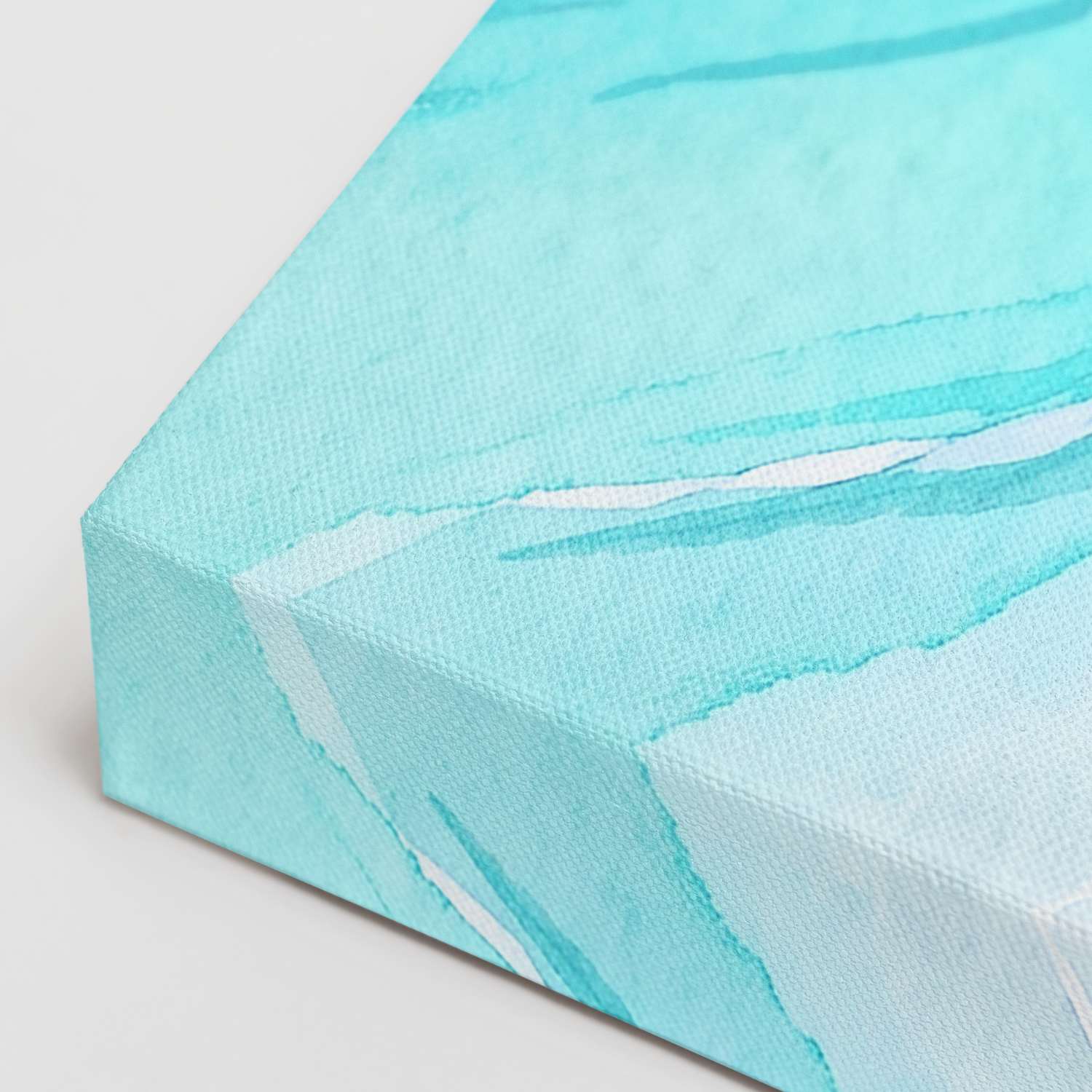 Waves Art canvas, gallery-wrapped corner detail