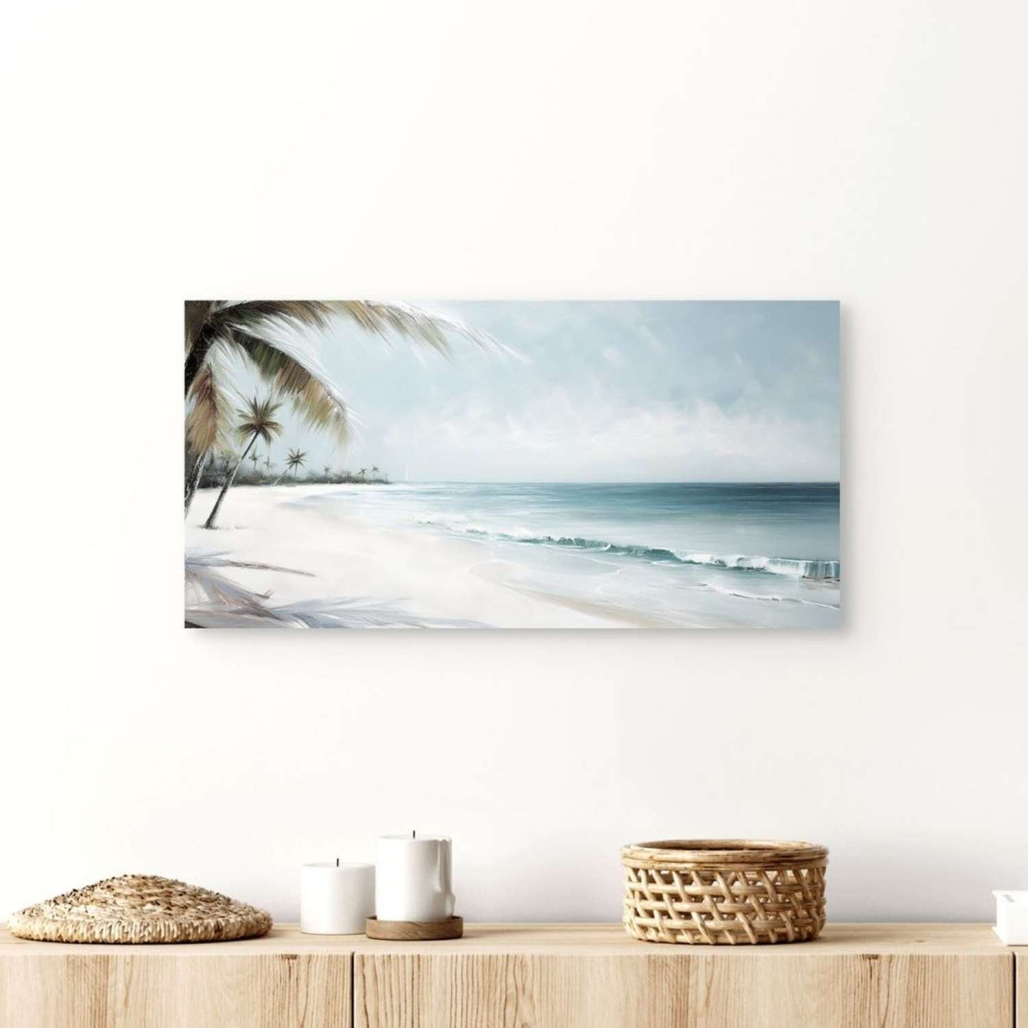 Beachscape wall art canvas on a wall