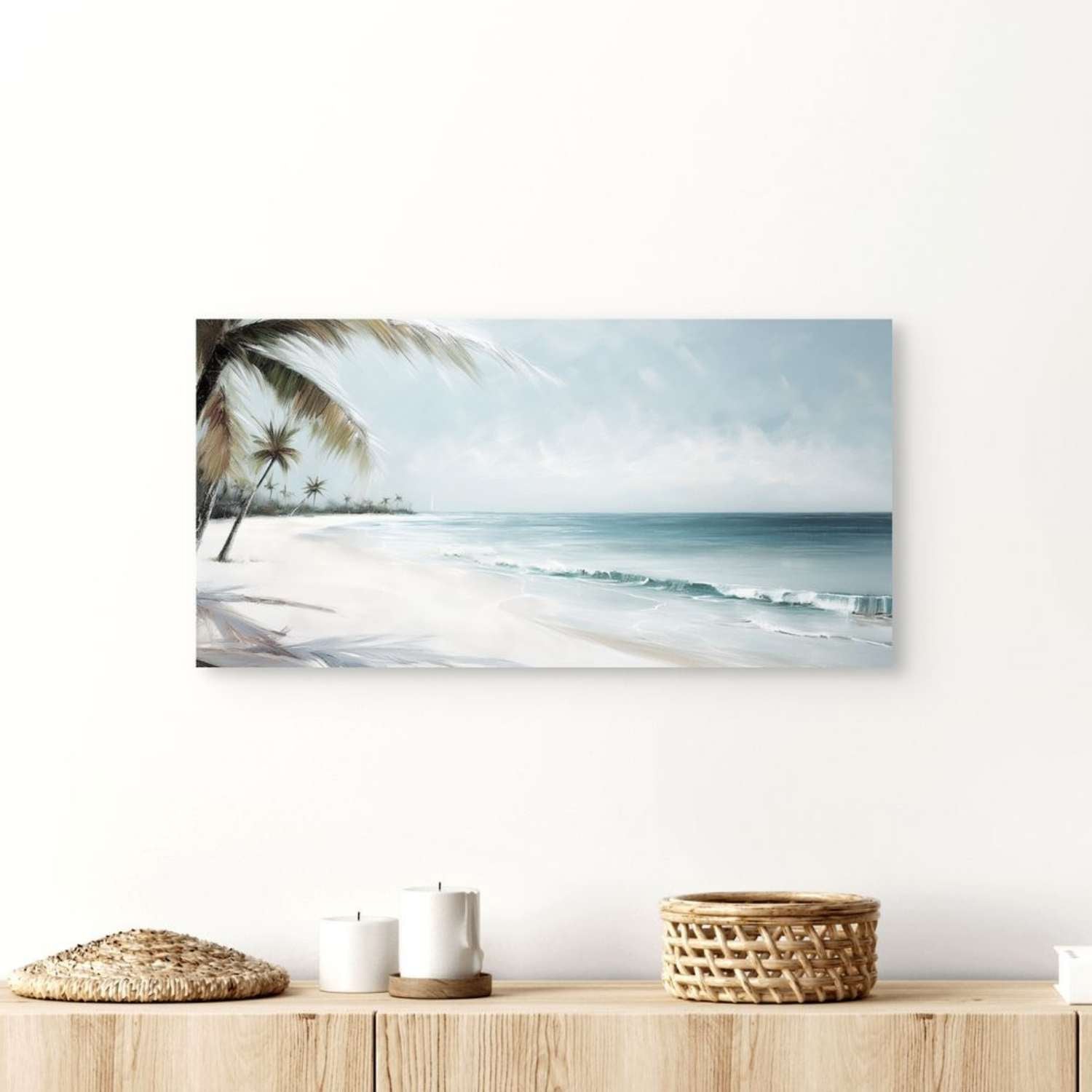 Beachscape wall art canvas on a wall