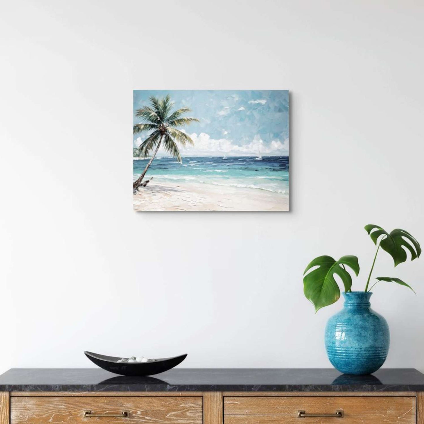 Caribbean wall art canvas on a wall
