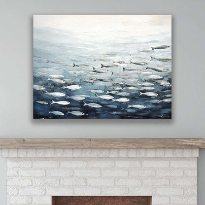 Fish wall art canvas on a wall