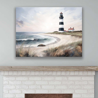 Lighthouse wall art canvas on a wall