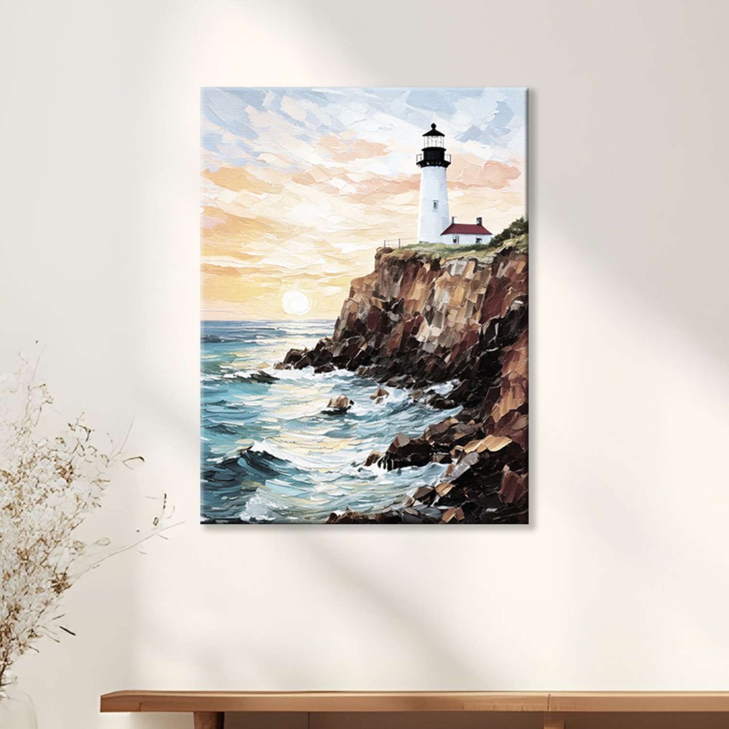 Maine wall art canvas on a wall