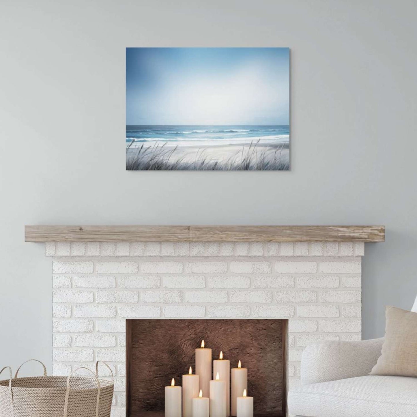 Ocean art on canvas on a wall