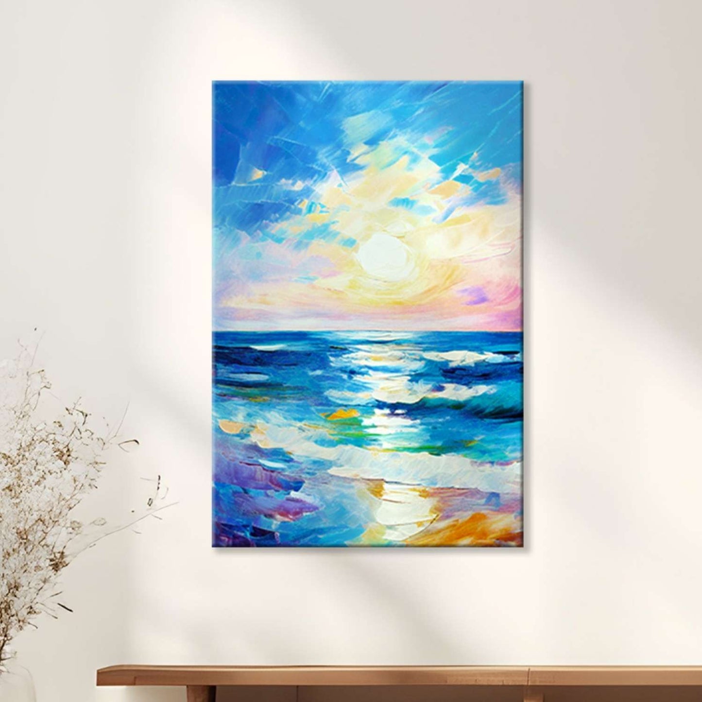 Pastel wall art canvas on a wall