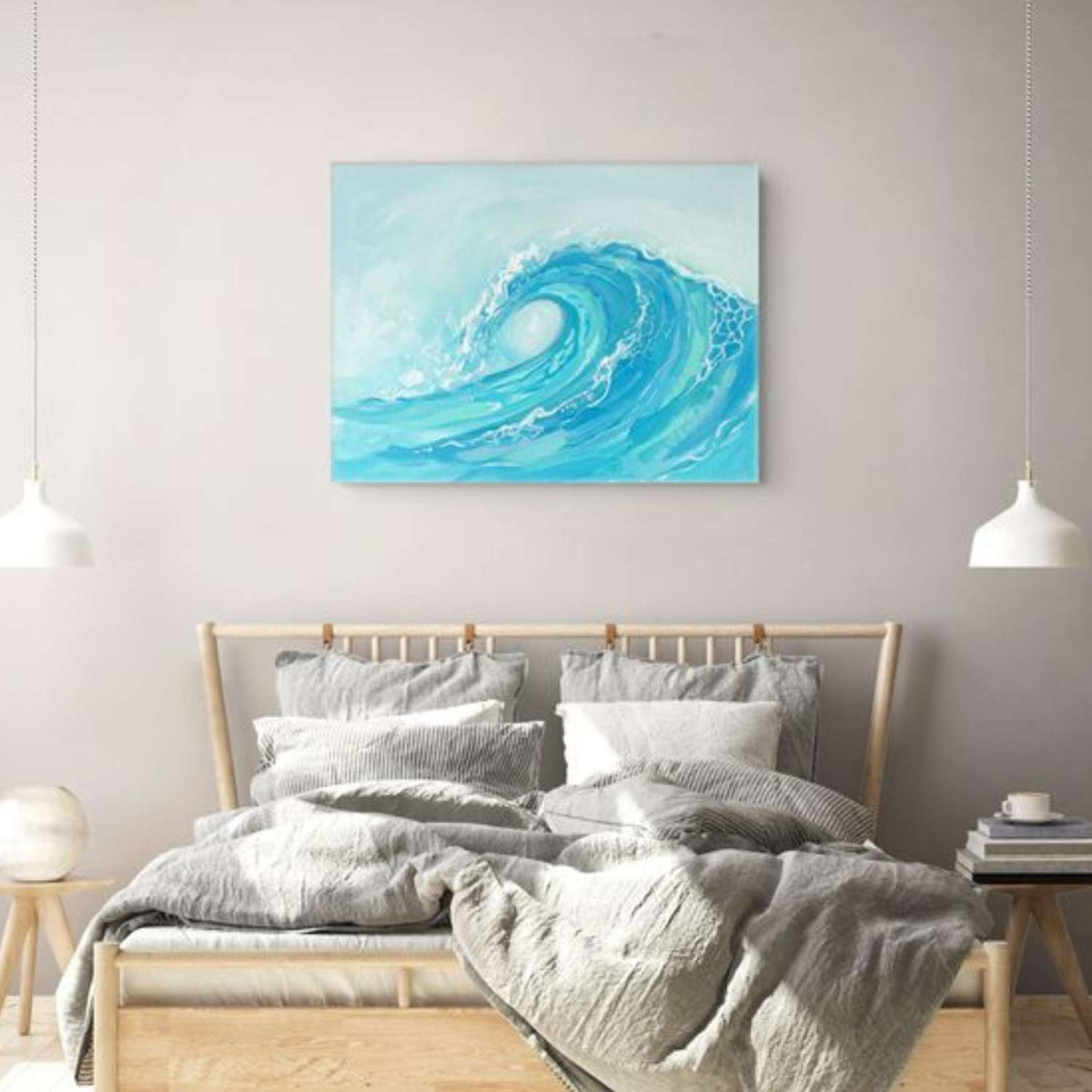 Teal Wall Art canvas on a wall